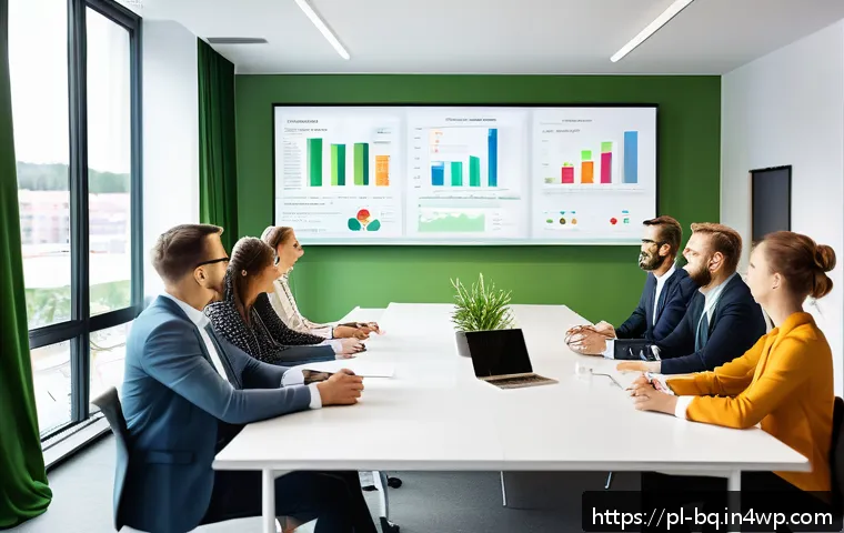소셜 미디어에서 고객 피드백 수집하기 - A modern, bright office scene showing a diverse group of Polish professionals actively engaging in a...