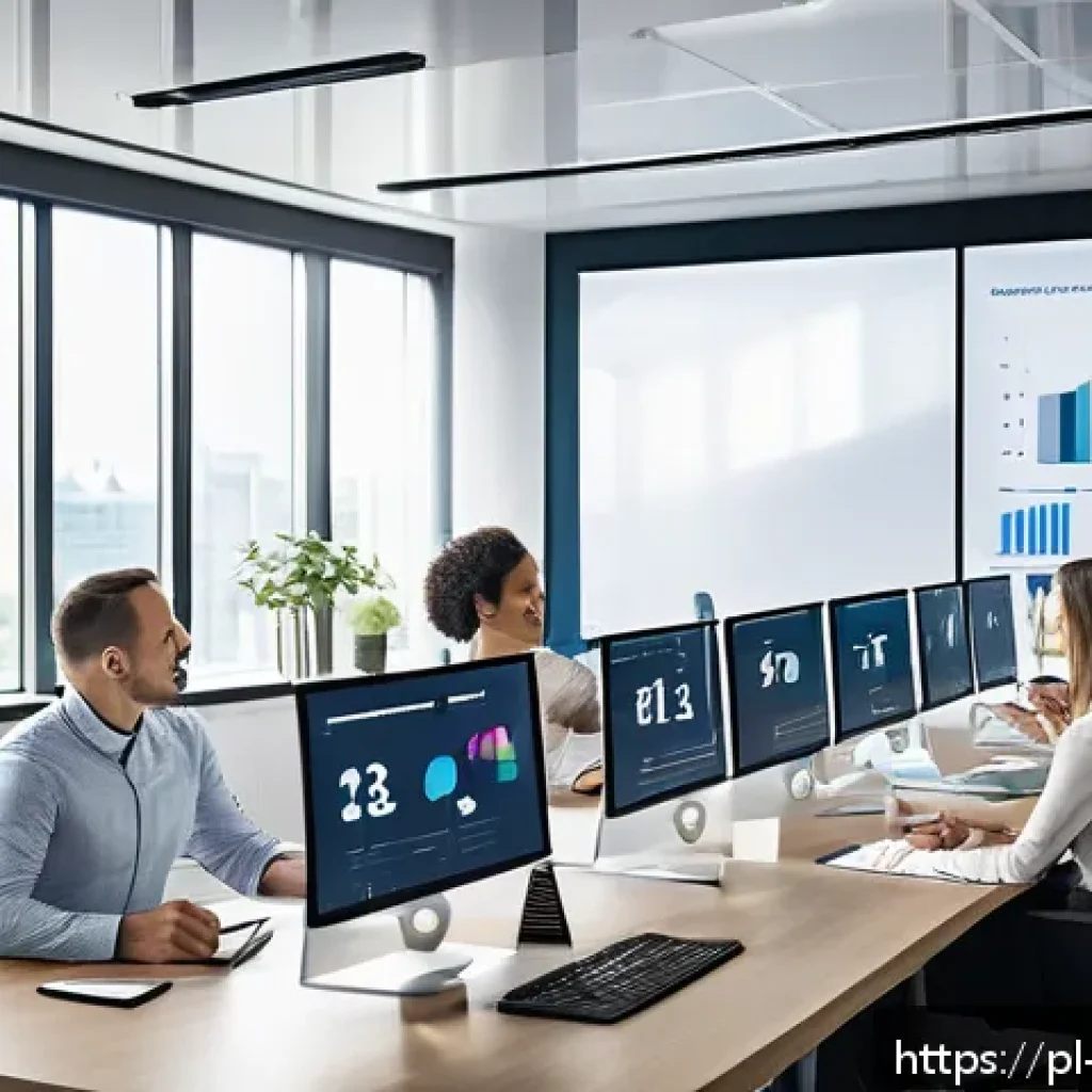 고객 피드백을 통한 제품 개선 피드백 루프 구축 - A modern office scene showing a diverse team of professionals gathered around a conference table act...
