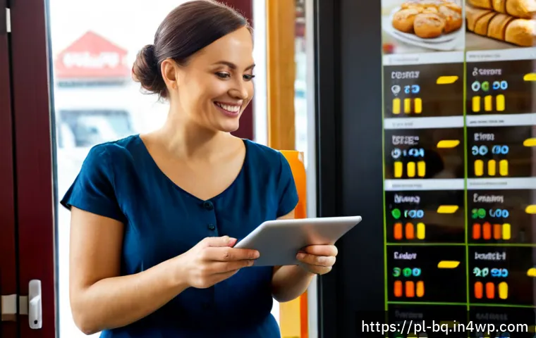 Home 30 디지털 고객 피드백 시스템의 장점 - Photorealistic modern Polish neighborhood bakery owner reviewing customer feedback on a clean tablet...
